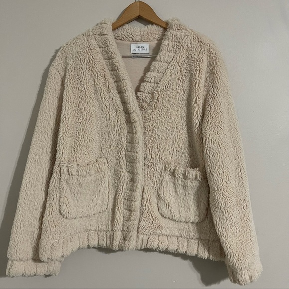 Urban Outfitters Cream Teddy Jacket medium - Picture 1 of 11